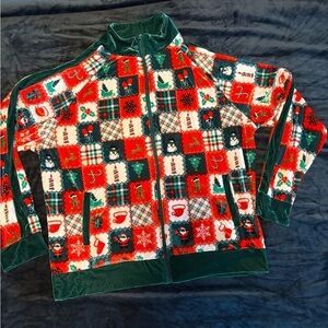 Holiday Time Festive Christmas Velour Set- Red, Green, White